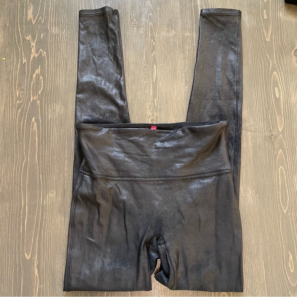 Spanx Black Faux Leather Leggings Size Small